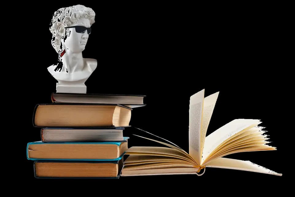 Statue and Books